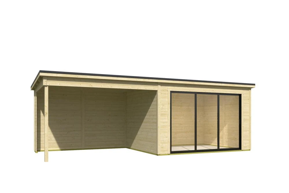 Outdoor Life Blokhut Pernilla met Overkapping 735 x 295 cm - Afbeelding 3